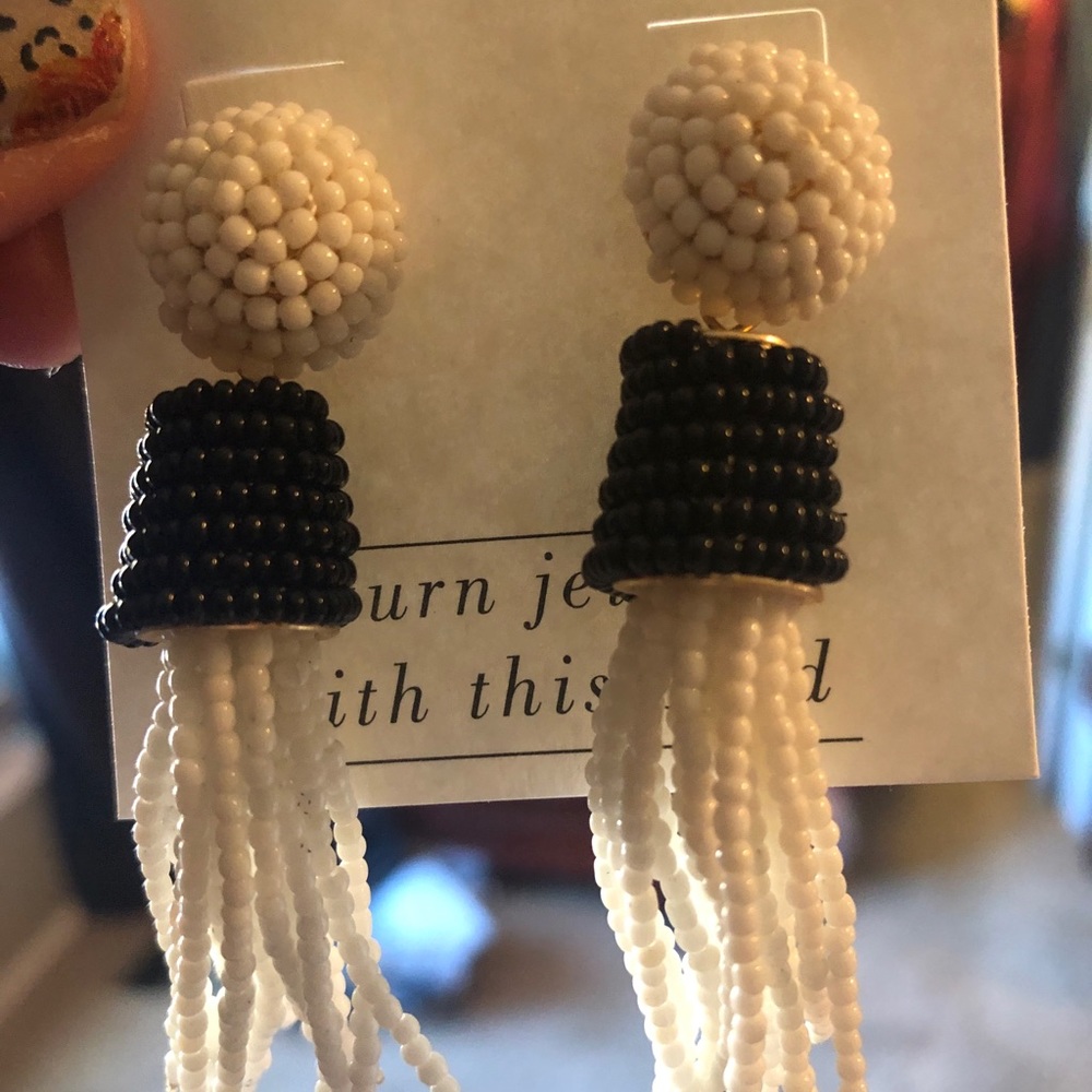 Black and white earrings.